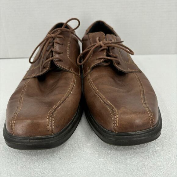 ECCO Helsinki Tie Oxfords Leather Derby Shoes Bicycle Toe Brown Men's EU 45 - Picture 4 of 10